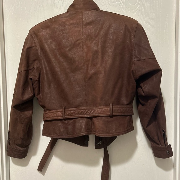 Women's Brown Leather Jacket - Picture 2 of 5